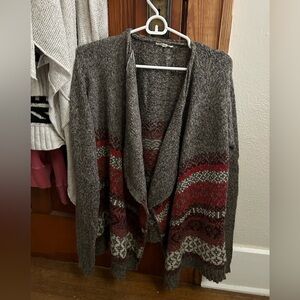 Hem & Thread Cozy Gray and Red Women's Sweater